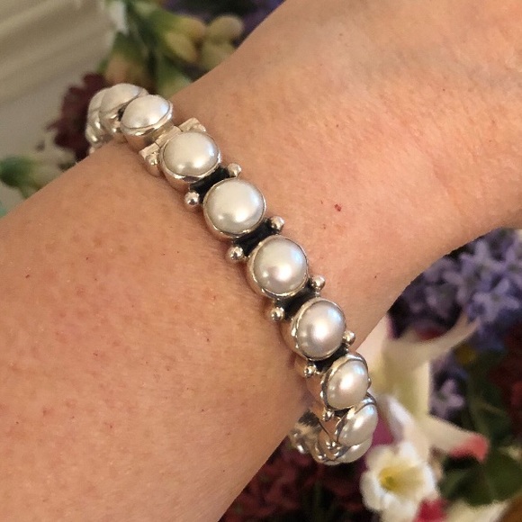 Rare Silpada Sterling Silver Freshwater Pearl Sunken Treasure Bracelet B2909 - Picture 7 of 16